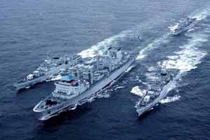 Naval ships.